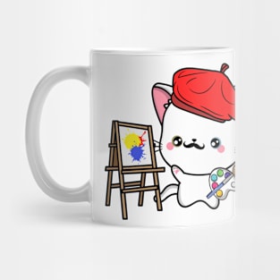 Funny angora cat is a painter Mug